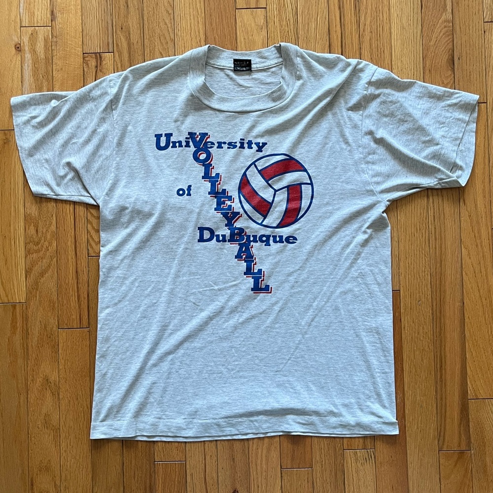 VTG University of Dubuque Volleyball T-Shirt Screen Stars Single Stitch USA Gray